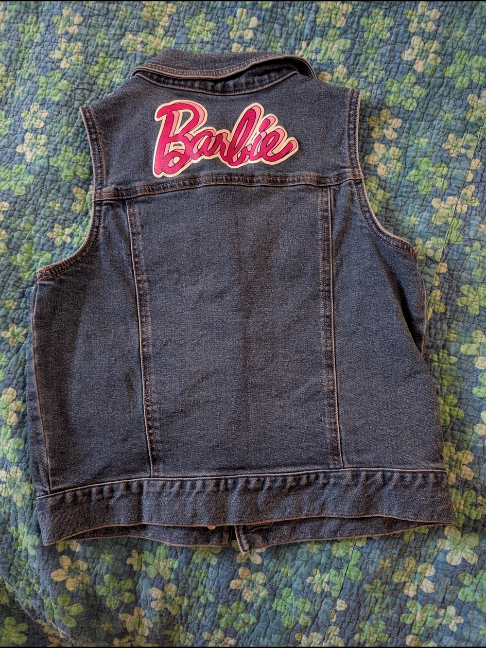 Barbie Dark Blue Denim Vest with Pink Logo Patch